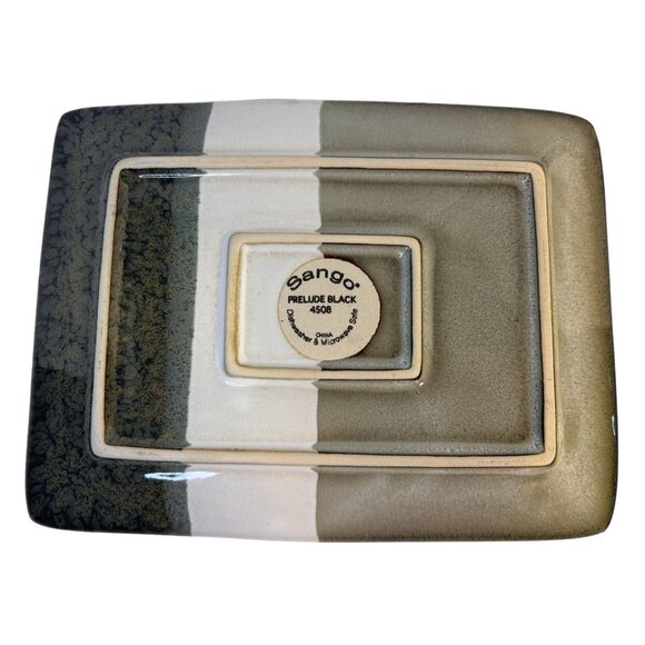 Sango Prelude Black 4508 Rectangular Salad Dessert Plates Set-3 7"x9" *Retired* - Picture 8 of 9